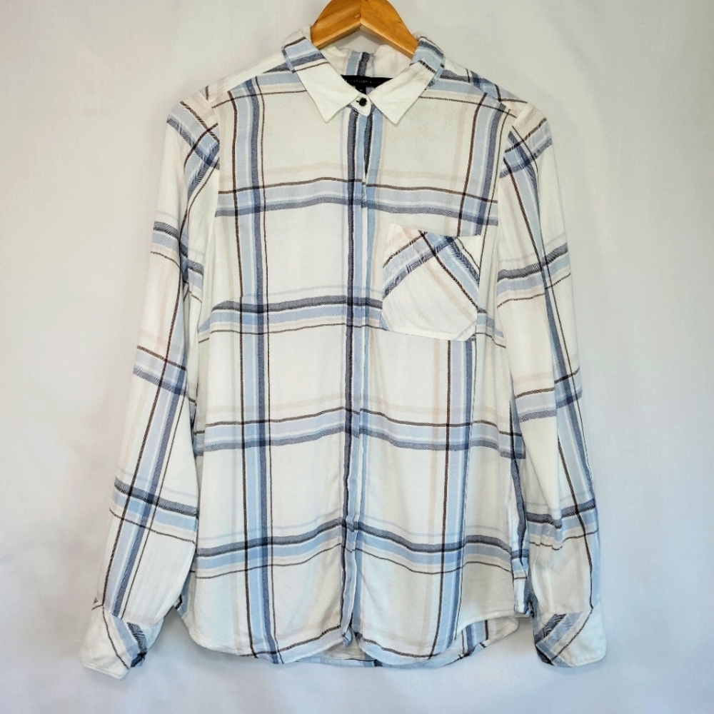 White House Black Market WHBM Flannel Button Down Shirt 6